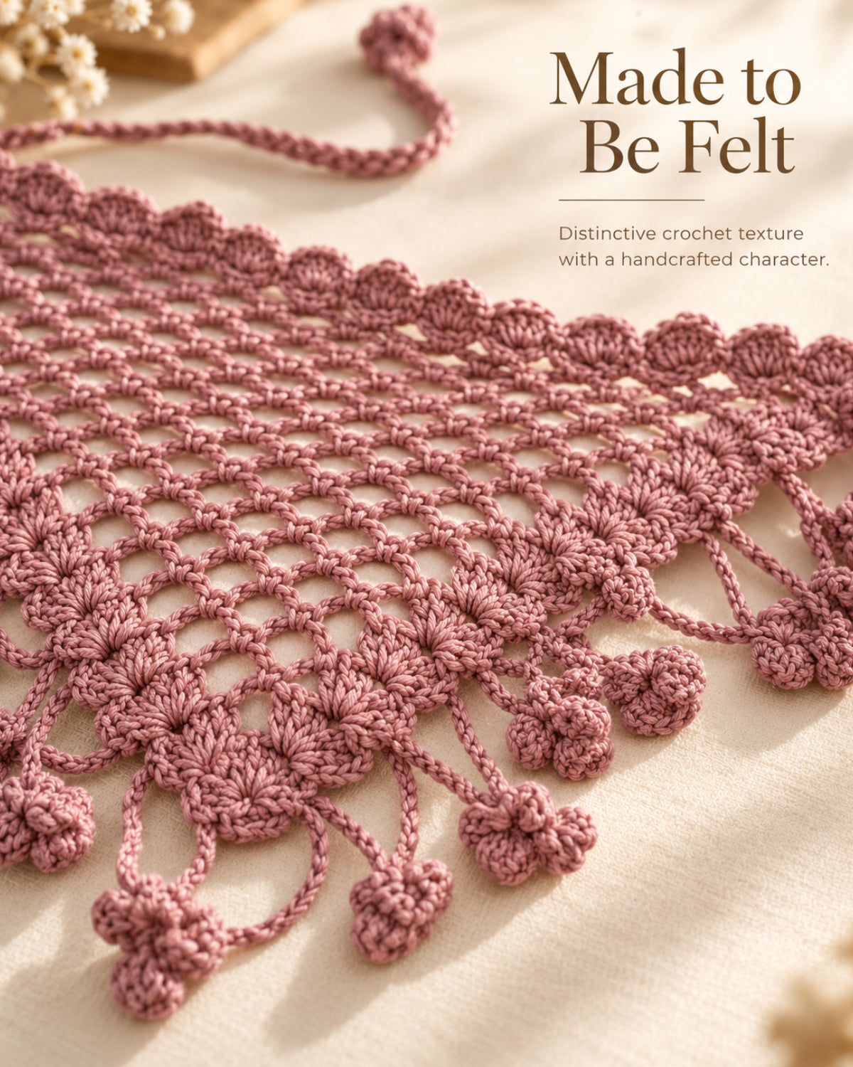 Dusty Rose Crochet Bandana – Handcrafted Hair Accessory