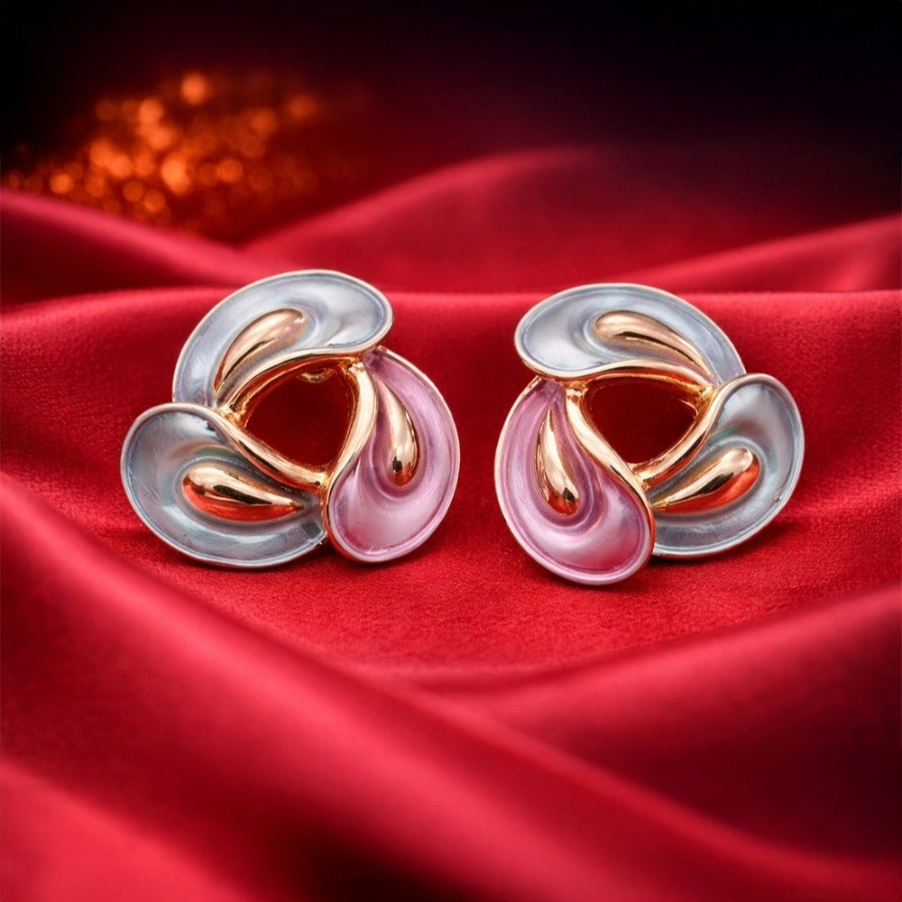 Enamel Floral Earrings for Women – Hand-Painted Lightweight Abstract Studs
