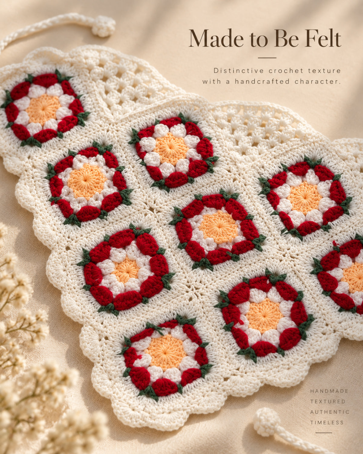 Granny Square Floral Crochet Bandana – Handcrafted Headscarf