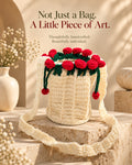 Blooming Roses Crochet Bucket Sling Bag – Cream