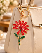 Red Rhinestone Floral Charm