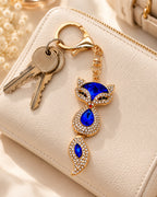Blue Rhinestone Fox Keychain