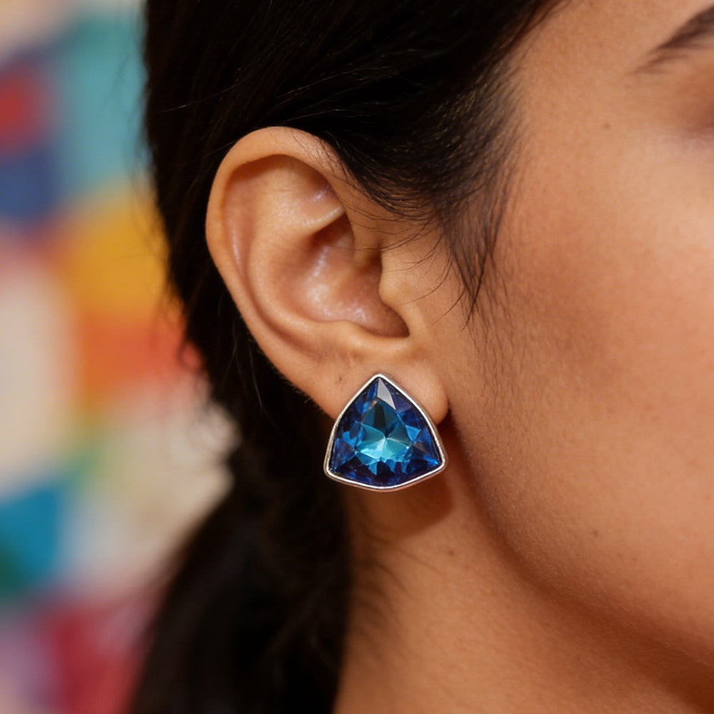 Midnight Prism Blue Crystal Stud Earrings
