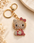 Pink Rhinestone Cat Keychain
