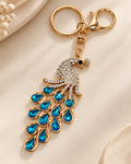 Blue Rhinestone Peacock Keychain