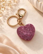 Pink Rhinestone Heart Keychain