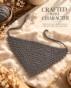 Grey Grace Floral Crochet Bandana – Handcrafted Floral Head Scarf
