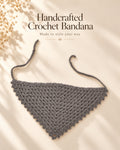 Grey Grace Floral Crochet Bandana – Handcrafted Floral Head Scarf