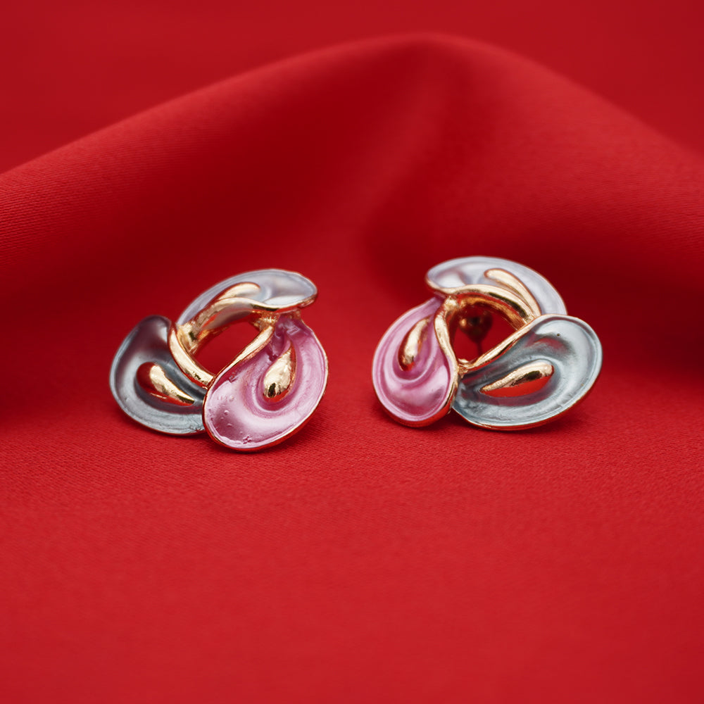 Enamel Floral Earrings for Women – Hand-Painted Lightweight Abstract Studs