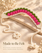 Pink Floral Floral Crochet Bandana – Handmade Hair Accessory