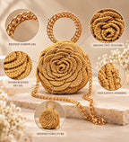 Handmade 3D Floral Clutch - Golden Rose