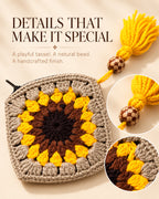 Sunflower Mini Crochet Pouch | Handmade Floral Zipper Mini Purse