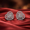 American Diamond Heart Stud Silver-Tone Earrings