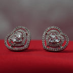 American Diamond Heart Stud Silver-Tone Earrings