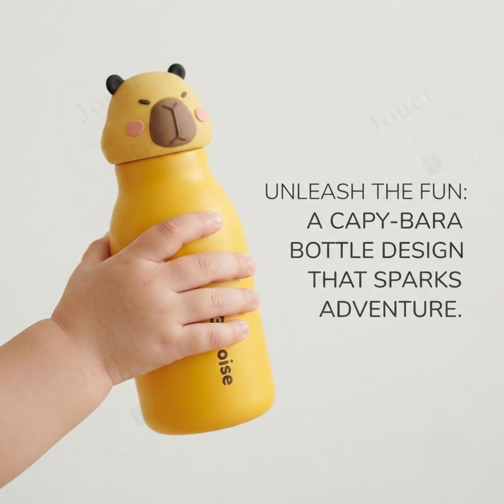 Kids Stainless Steel Insulated 450ml Water Bottle - Capybara Lid