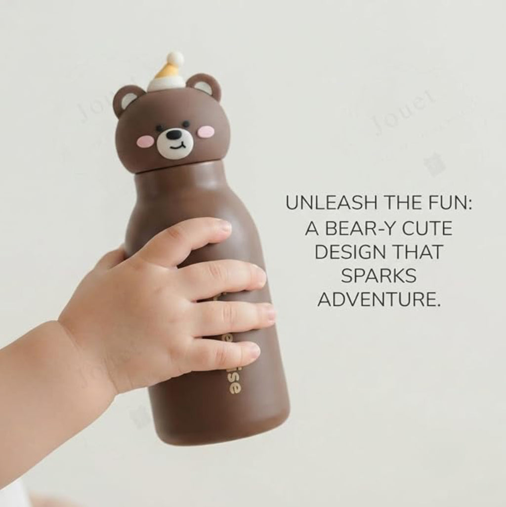 Kids Stainless Steel Insulated 450ml Water Bottle - Bear Lid