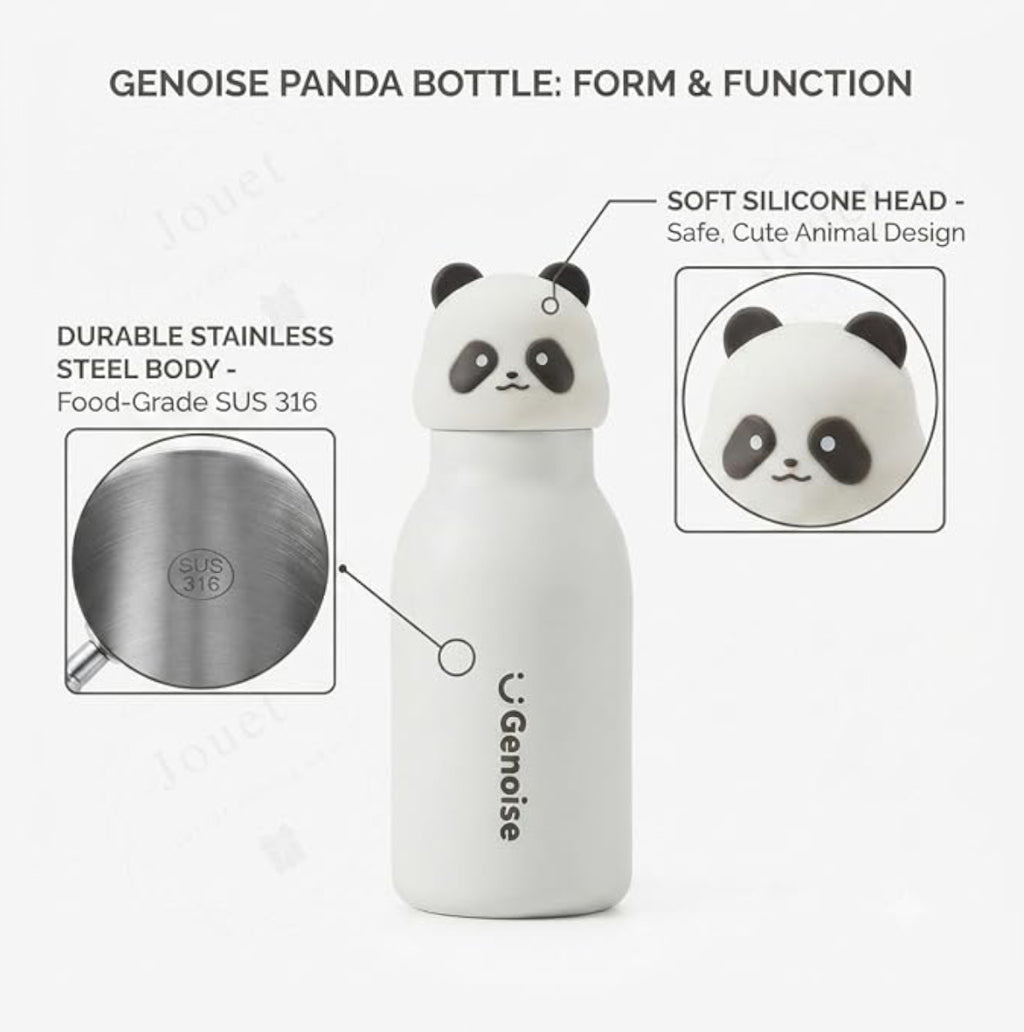 Kids Stainless Steel Insulated 450ml Water Bottle - Panda Lid