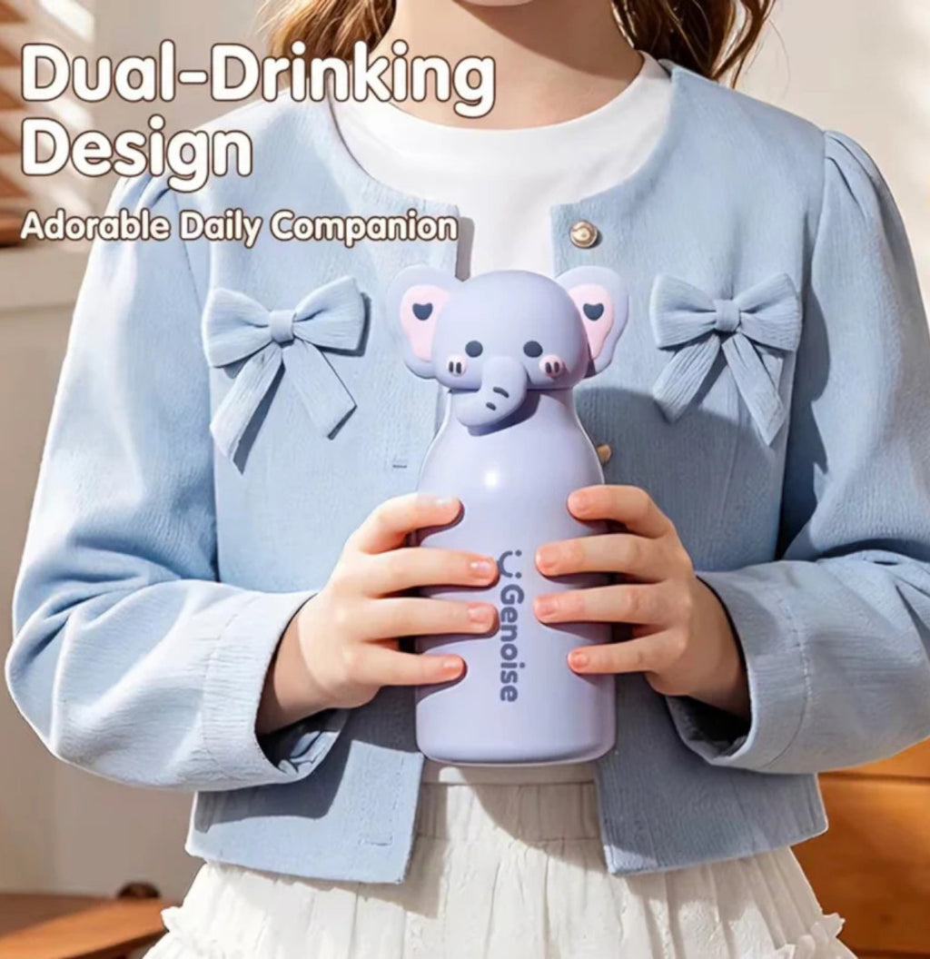 Kids Stainless Steel Insulated 450ml Water Bottle - Elephant Lid