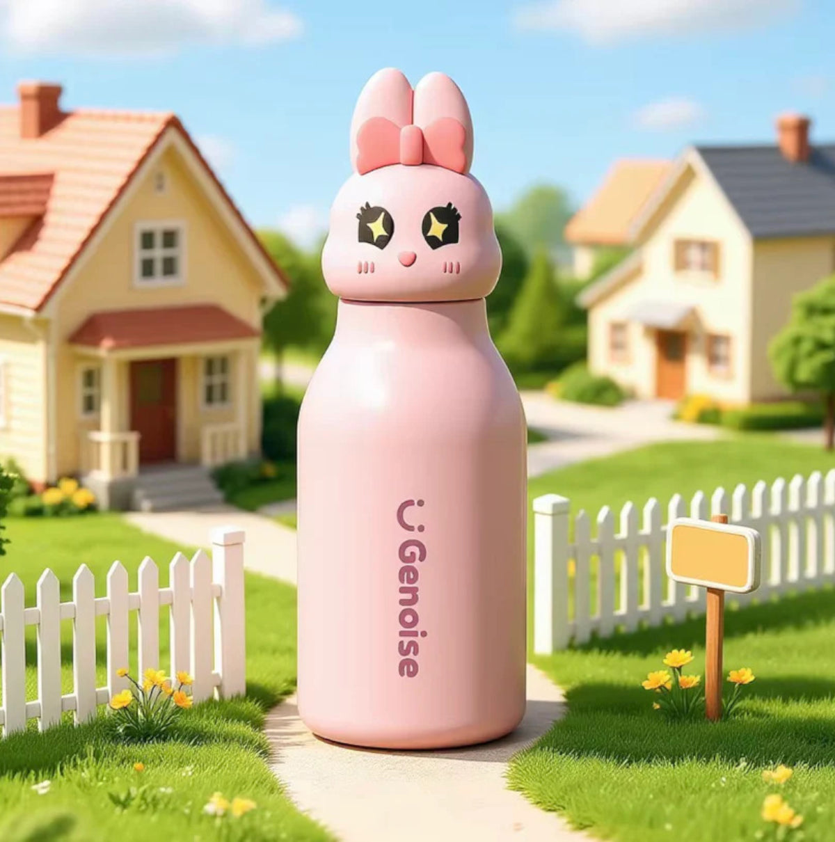 Kids Stainless Steel Insulated 450ml Water Bottle - Bunny Lid