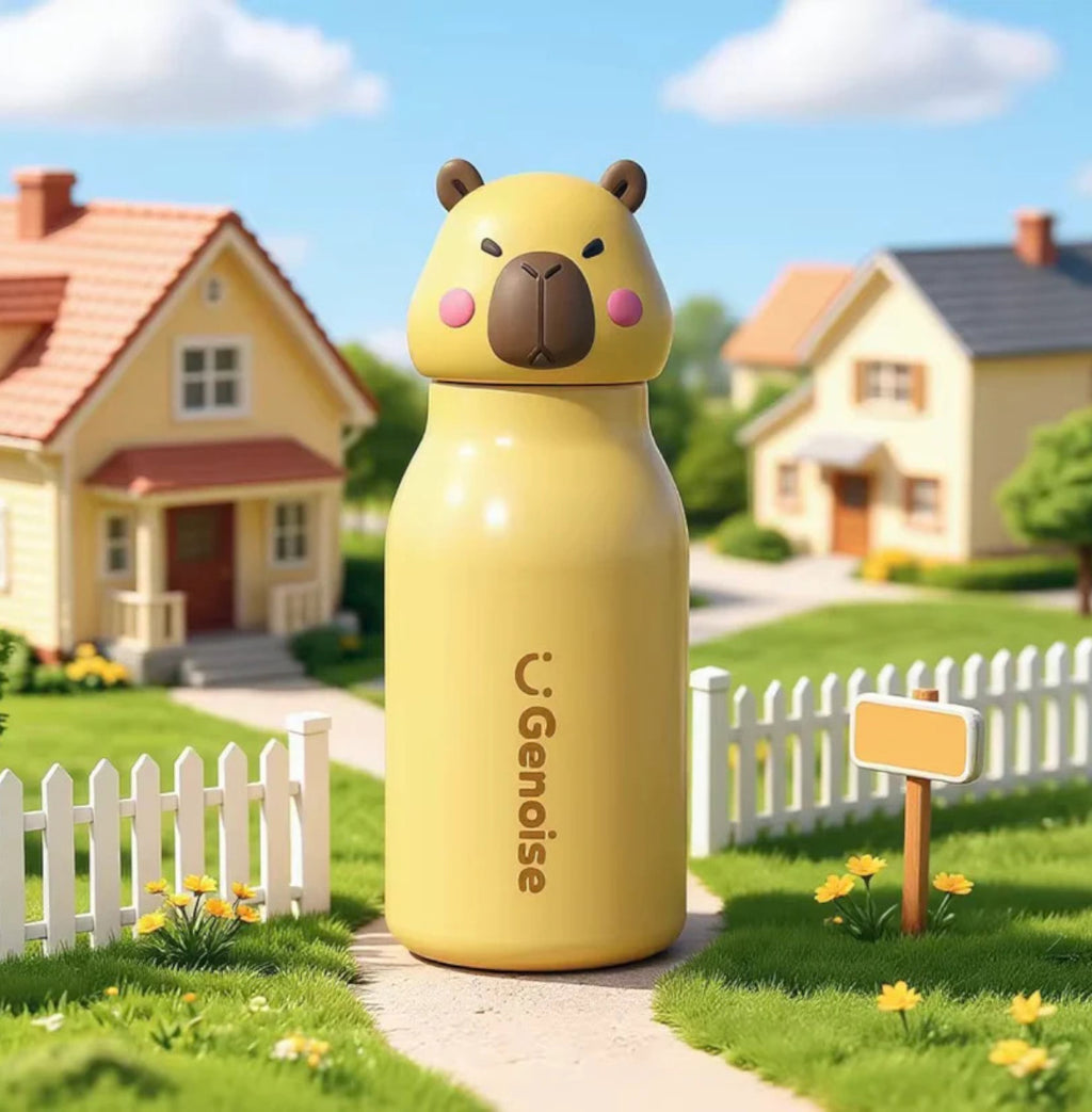 Kids Stainless Steel Insulated 450ml Water Bottle - Capybara Lid