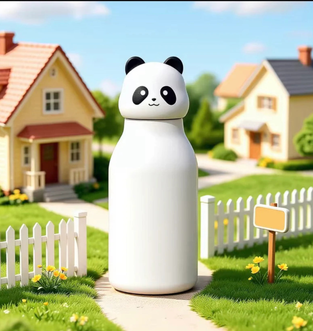 Kids Stainless Steel Insulated 450ml Water Bottle - Panda Lid