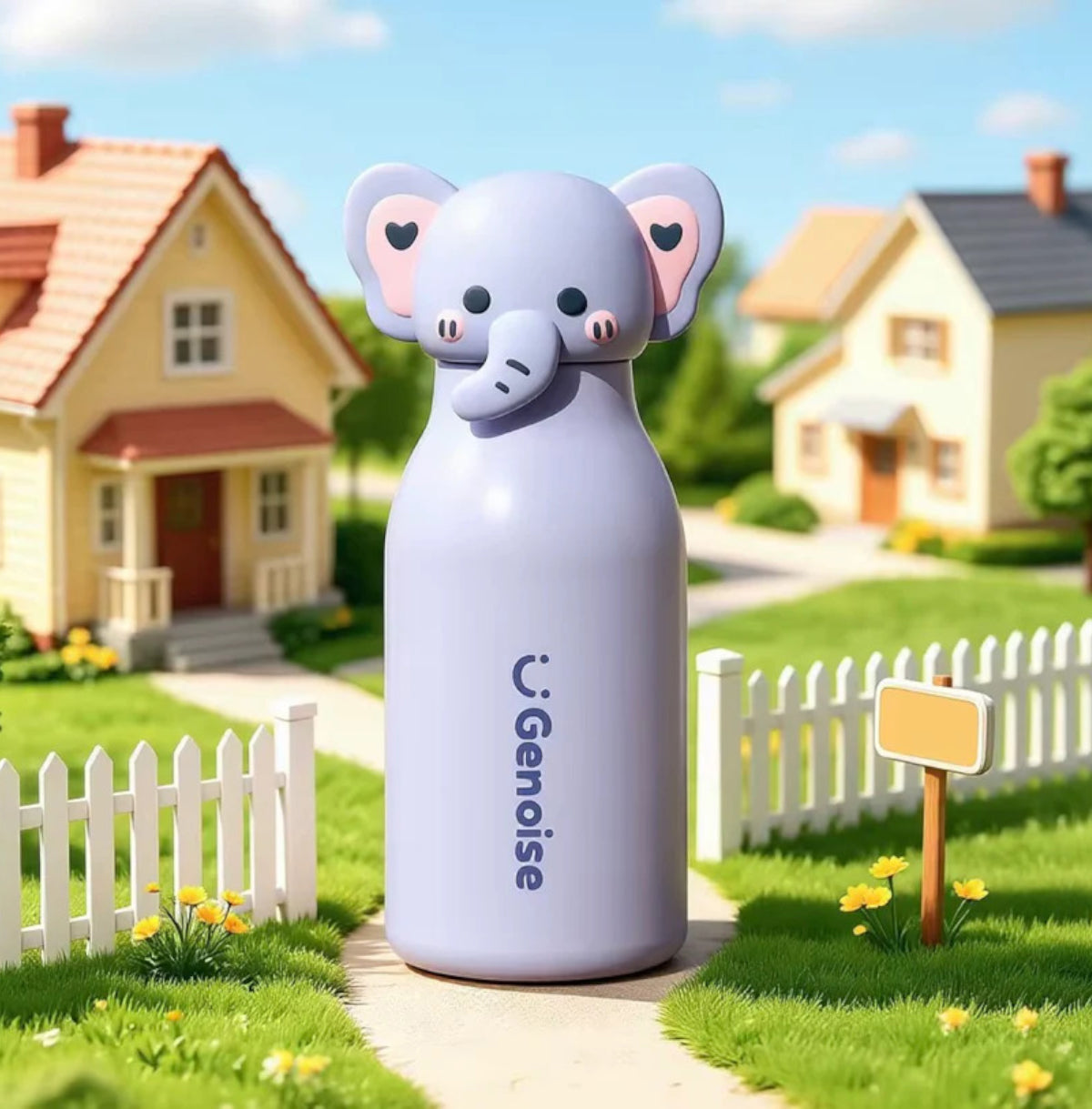 Kids Stainless Steel Insulated 450ml Water Bottle - Elephant Lid