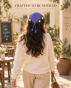 Lavender Daisy Crochet Bandana – Handcrafted Floral Head Scarf