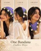 Lavender Daisy Crochet Bandana – Handcrafted Floral Head Scarf