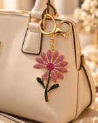 Pink Rhinestone Floral Charm