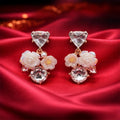 Enamel Floral Earrings - Gold Rose & Pearl | Rose & Pearl Collection