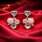 Enamel Floral Earrings - Gold Rose & Pearl | Rose & Pearl Collection