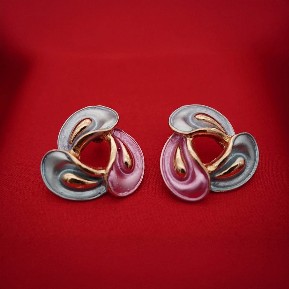 Enamel Floral Earrings for Women – Hand-Painted Lightweight Abstract Studs