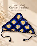 Dark Blue Bloom Crochet Bandana