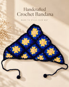 Dark Blue Bloom Crochet Bandana