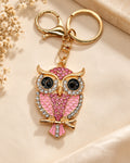 Crystal Owl Rhinestone Keychain – Pink