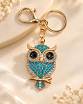 Crystal Owl Rhinestone Keychain – Turquoise