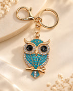 Crystal Owl Rhinestone Keychain – Turquoise