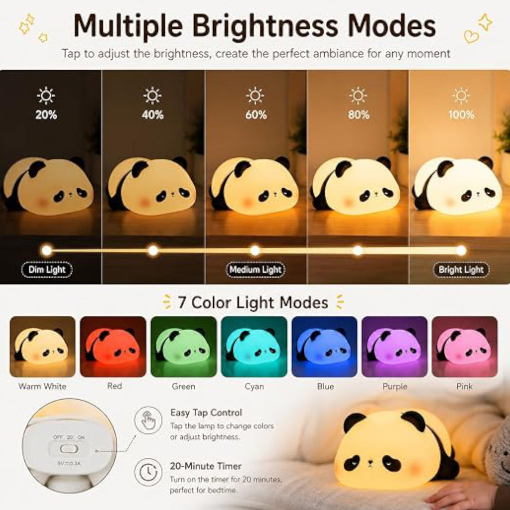 Lying Panda Silicon Night Lamp - 7 Light Modes