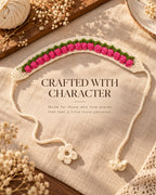 Pink Floral Floral Crochet Bandana – Handmade Hair Accessory