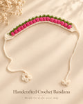 Pink Floral Floral Crochet Bandana – Handmade Hair Accessory