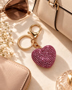 Pink Rhinestone Heart Keychain