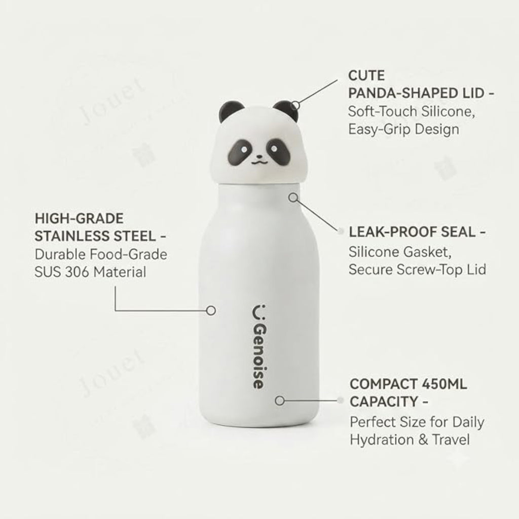 Kids Stainless Steel Insulated 450ml Water Bottle - Panda Lid