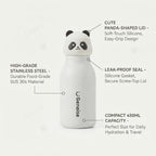 Kids Stainless Steel Insulated 450ml Water Bottle - Panda Lid