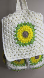Handcrafted Sunflower Crochet Backpack – Cream Backpack with Sunflowers