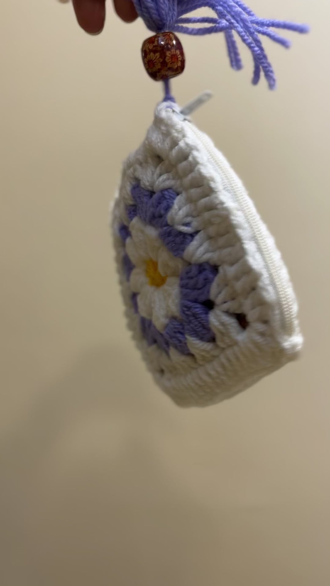 Lilac Bloom Crochet Coin Pouch | Handmade Floral Zipper Purse