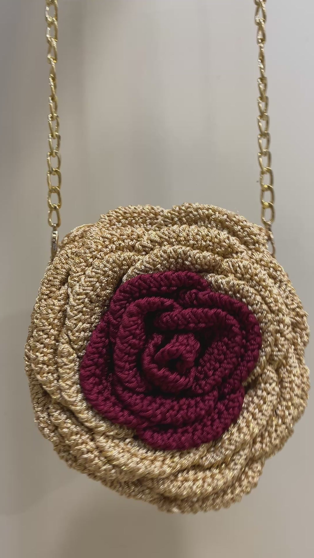 Rosalia - The Handmade Crochet Purse | Gold & Maroon