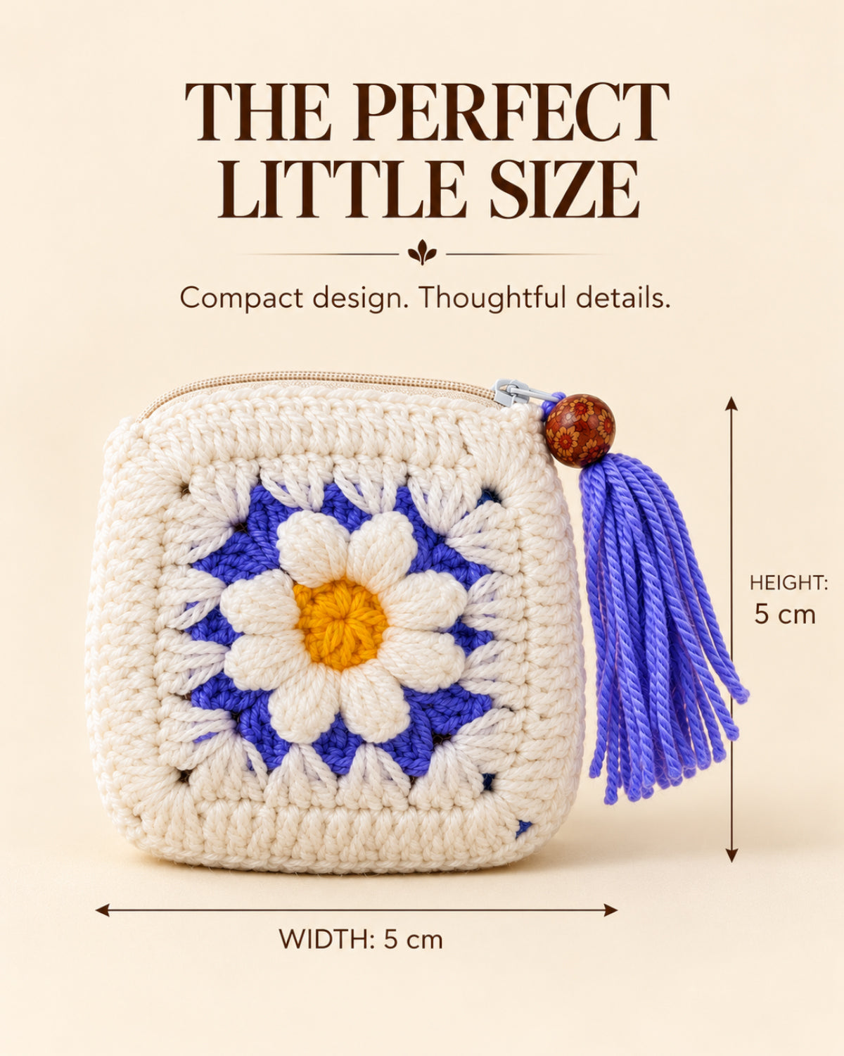 Lilac Bloom Crochet Coin Pouch | Handmade Floral Zipper Purse