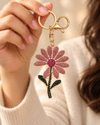 Pink Rhinestone Floral Charm