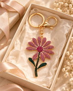 Pink Rhinestone Floral Charm