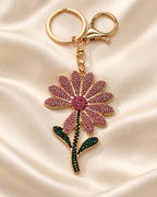 Pink Rhinestone Floral Charm